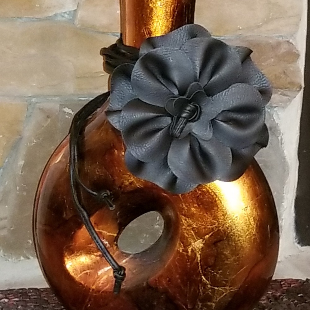 Vegan Leather Corded Rose Belt - Black